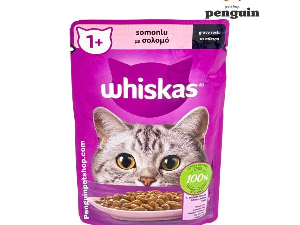 پوچ گربه ویسکاس Whiskas Salmon in Gravy طعم ماهی سالمون در سس وزن 85 گرم