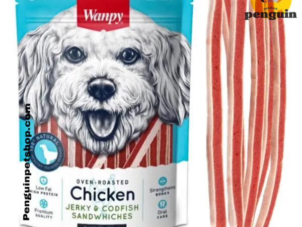 تشویقی سگ ونپی Chicken Jerky & Codfish Sandwiches وزن 100 گرم