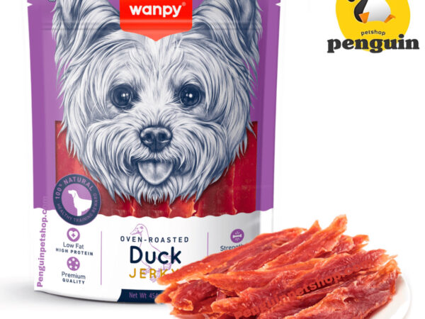 تشویقی سگ ونپی با گوشت اردک جرکی مدل duck jerky وزن 100گرم