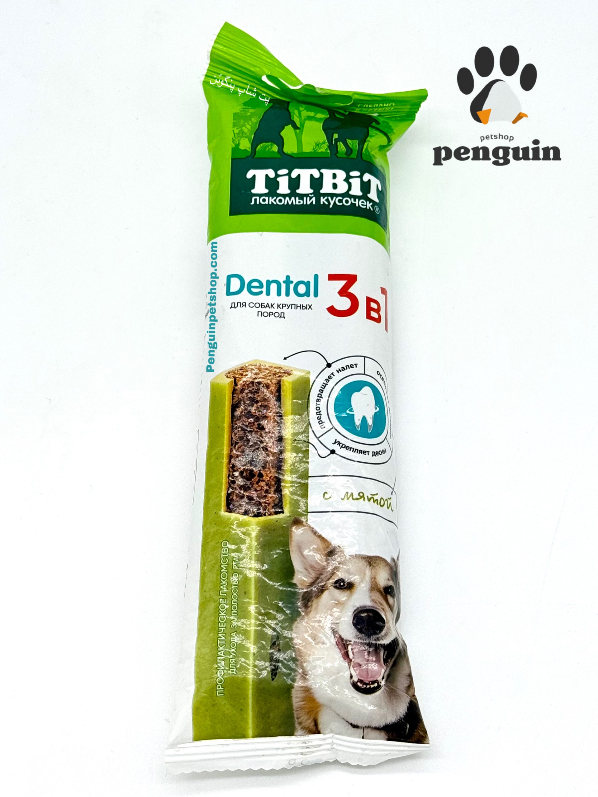 تشویقی سگ دنتال سه کاره گوشت بره و نعنا بزرگ 1 عددی