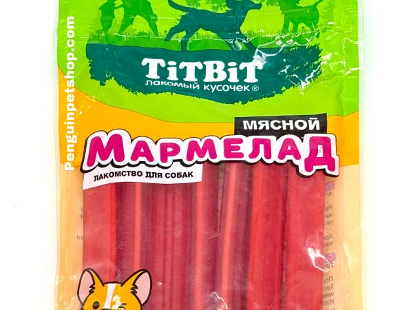 تشویقی سگ  پاستیل مدادی مارمالاد با گوشت گوساله تیت بیت Dog meat pastille with lamb طعم گوشت گوساله وزن 120گرم